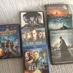 SUPER HERO lot of 7 DVDs Star Trek (3) , Guardians of the Galaxy , Batman movies